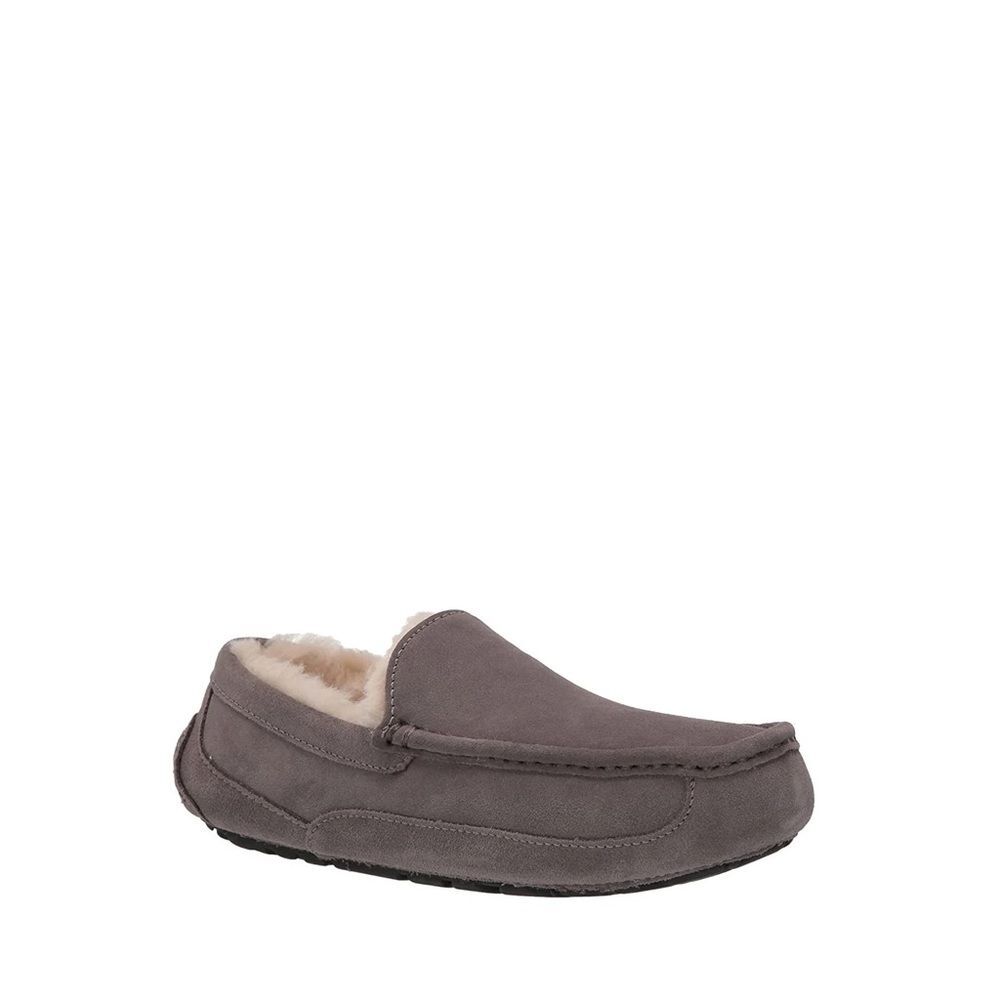 UGG Mens Ascot Moccasin Slip-On Slipper Grey Suede Leather Loafers Size 10